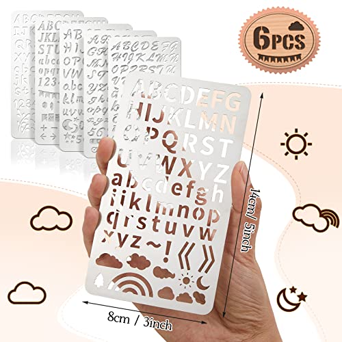 Lewtemi 6 Pcs Metal Wood Burning Stencils, Letter Style Letters Numbers | Engraving Templates for Journaling Crafts, Uppercase Lowercase Symbols, Reusable in Wood Carving Scrapbooking Projects - style: Letter Style