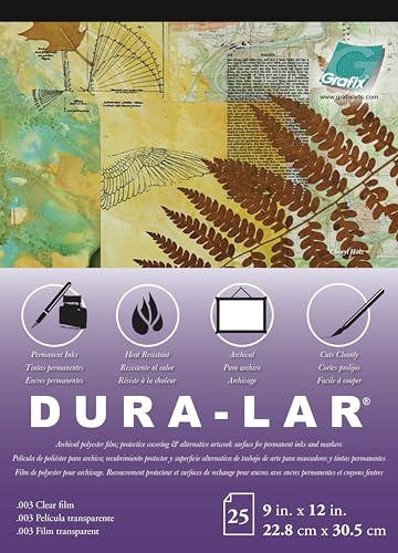 Grafix Dura-Lar Film, .003 in, Ultra Clear Glossy, 9 x 12 in, Pad - size: 9"x12"x0.003", style: Clear, Pad of 25 Sheets