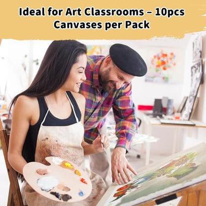 10-Pack 11x14 Stretched Canvas 100% Cotton Triple Primed for Acrylic & Oil | 100% cotton with natural husk, 5/8” Deep Frame, acid-free, No Bleed-Through,Warp-Resistant for acrylic, oil & gouache - size: 10PK - 11"x14"