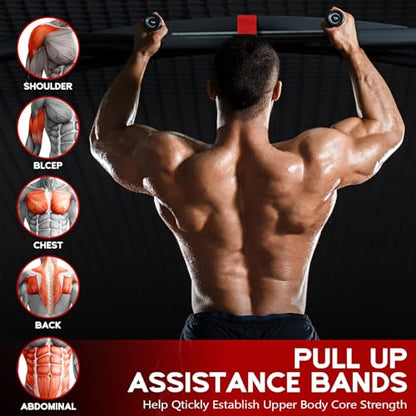 HOXWC Pull Up Assistance Bands, Adjustable Heavy Duty Resistance Band for Pull Up, 3 Pull Up Bands, Comfortable Fabric Feet/Knee Rest, Assistance Bands for Pull-Up, Home Fitness, Body Stretching - color: Red