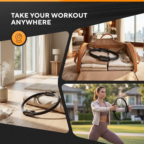 Pilates Ring Circle, Magic Circle Pilates Ring, Inner Thigh Exercise Equipment, Fitness Rings for Women, Thigh Master Inner Thigh Exerciser, Yoga Ring Pilates Equipment for Home Workouts - color: Carbon Black