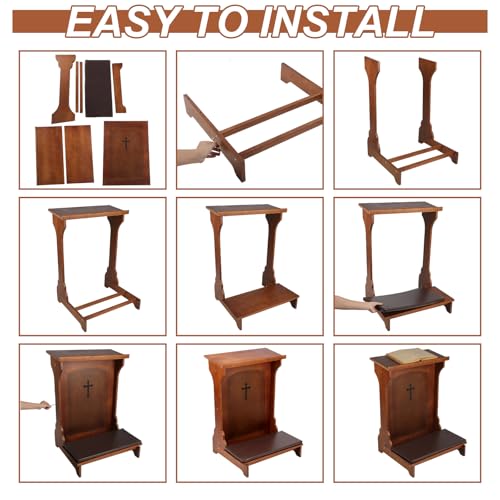DoubleFill Solid Wood Prayer Bench Stool with Shelf and Cushion Church Prayer Bench Table Chair Padded Kneeler for Kneeling at Home, Religious Gifts, 23 x 20 x 32 Inches(Classic Style) - color: Colorful, style: Classic Style