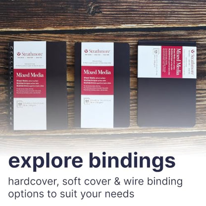 Strathmore 500 Series Mixed Media Paper Art Book, Matte Brown Cover, Natural White, Side Wire Binding, 32 Sheets, 5.5x8.5 inch - size: 5.5x8.5 inch, style: Side Wire
