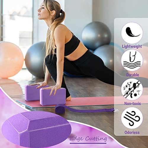 Outus 10 Sets Yoga Blocks and Straps Non-Slip EVA Foam Blocks with Metal D Ring Straps for Gym Exercise and Workout