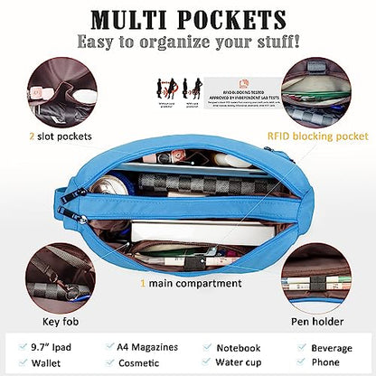 VOLGANIK ROCK RFID Purses for Women Fabric Nylon Multi Pocket Crossbody Bag Ladies Travel Handbag - color: Blue#106, size: Standard