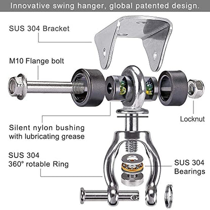 SELEWARE Silent Swing Hanger Heavy Duty Bearing Swing Hooks 1 Pack - color: Multi ( 1 Pack 360° Bearing Swing Hanger )