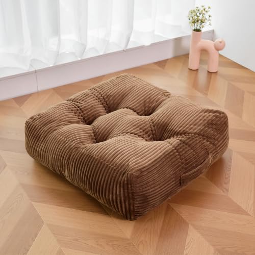 Square Floor Pillow, 6-Inch Thick Floor Cushion with PP Cotton Filling, Soft Corduroy Supportive Floor Seating for Living Room, Office, 22 x 22 Inches (Coffee, 1 Pack) - color: Coffee, size: 1 Pack