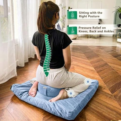 Hihealer Meditation Cushion, Traditional Tibetan Meditation Pillow Velvet Cover - Large Floor Cushion Seating for Adults - Yoga Buckwheat Bolster for Women、Moms | Buckwheat Yoga Bolster, Large Floor Cushion & Pillow for Adults, Zafu Zabuton Set, Zen Medit