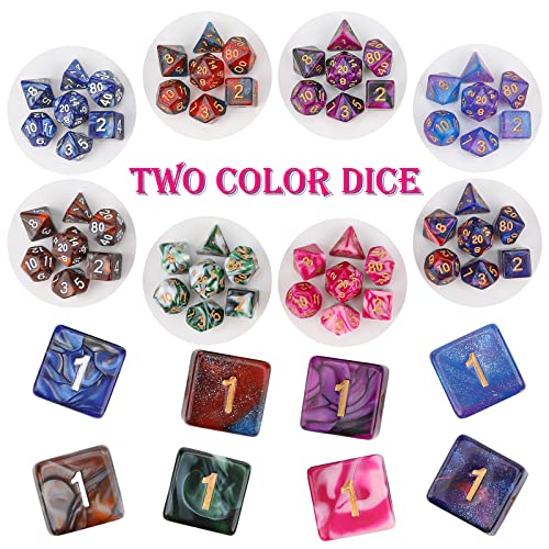 Polyhedral Dice Set- 25 X 7 (175 Pieces) DND Dice with Storage Pouch - color: 25sets-2