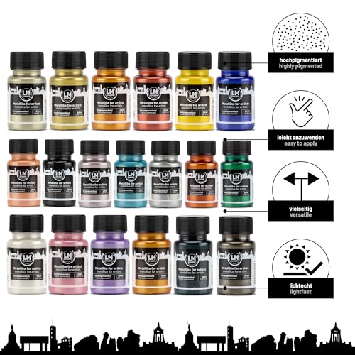 Metallic Acrylic Paint 19 x 1.69 fl oz - Color Fusion - Premium Metallic Acrylic Paints for Artists, 50ml – Perfect for Canvas, Wood, Ceramic, and DIY Projects - color: Color Fusion
