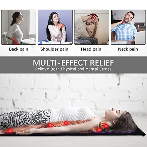 Purple Yoga Massage Mat Set,Acupuncture Magnetic Mat and Pillow - Extra Long & Large Back & Neck Pain Relief - color: Purple