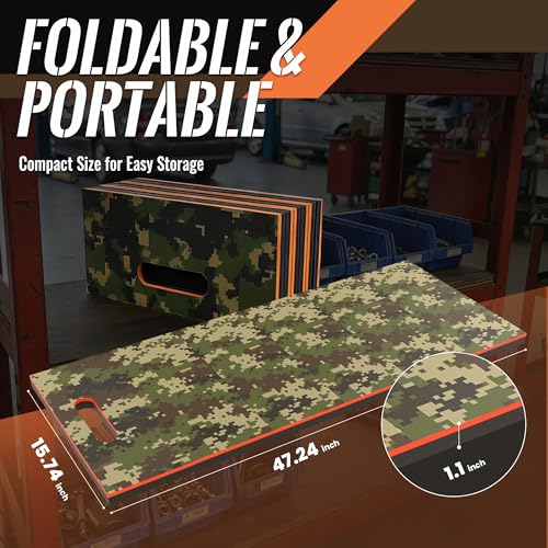 Mechanic Mat, 47.2 x 15.7 x 1 Inch Foldable Mechanic Kneeling Pad - color: camouflage