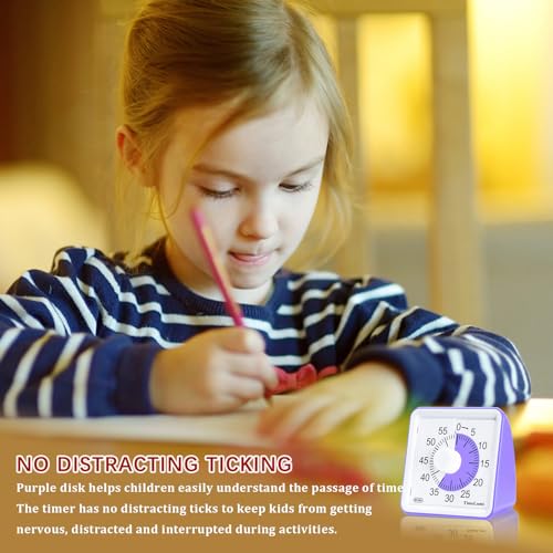 60-Minute Visual Timer for Kids Management Classroom Timer, Purple | Classroom, Home Edition Study Visual Timer - Silent Countdown Timer for Toddlers, Kids, Teachers and Adults - color: Purple