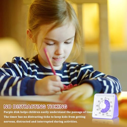 60-Minute Visual Timer for Kids Management Classroom Timer, Purple | Classroom, Home Edition Study Visual Timer - Silent Countdown Timer for Toddlers, Kids, Teachers and Adults - color: Purple