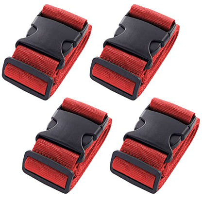 4pcs 74″×2″Luggage Straps for Suitcases,Adjustable Suitcase Straps and Heavy Duty Strap Buckle Packing Straps Travel Accessories,Red - color: Red 4PCS