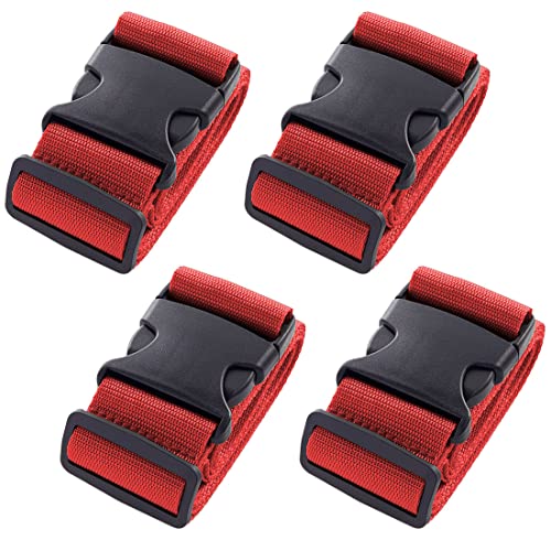 4pcs 74″×2″Luggage Straps for Suitcases,Adjustable Suitcase Straps and Heavy Duty Strap Buckle Packing Straps Travel Accessories,Red - color: Red 4PCS