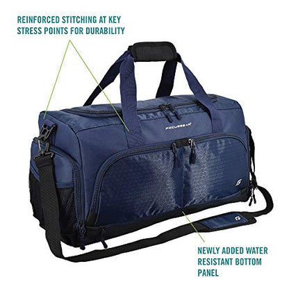 Ultimate Gym Bag 2.0: The Durable Crowdsource Designed Duffel Bag with 10 Optimal Compartments Including Water Resistant Pouch - color: Blue, size: Medium (20")