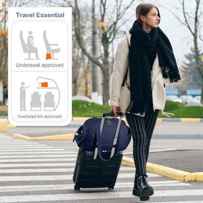 TOPDesign Travel Duffel Bag for Women, Puffer Gym Bag Sports Tote with Wet Pocket, Carry On Weekender with Luggage Sleeve (Navy Blue) - color: Navy Blue