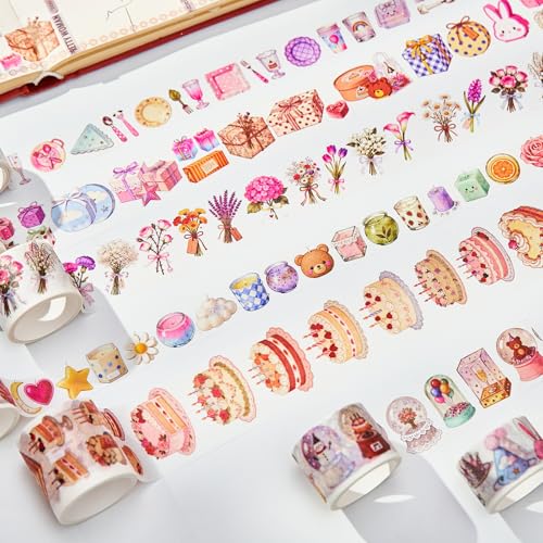 Birthday Washi Tape Set 21 Rolls for Junk Journal, Scrapbooking & DIY Craft | Thin & Cute Decorative Masking Tapes for Party Favors, Wedding Decor | 3M per Roll - style: Birthday