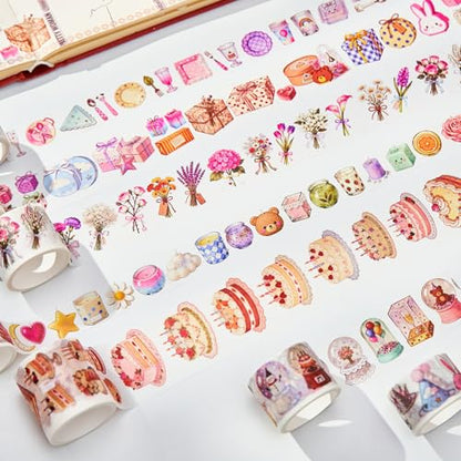 Birthday Washi Tape Set 21 Rolls for Junk Journal, Scrapbooking & DIY Craft | Thin & Cute Decorative Masking Tapes for Party Favors, Wedding Decor | 3M per Roll - style: Birthday