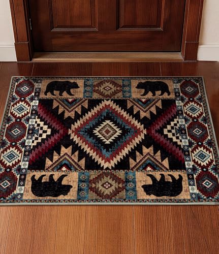 YIHOUSE Washable Western Cabin Area Rug 2x3 Entryway - color: Bear, size: 2'x3'(Rectangular)