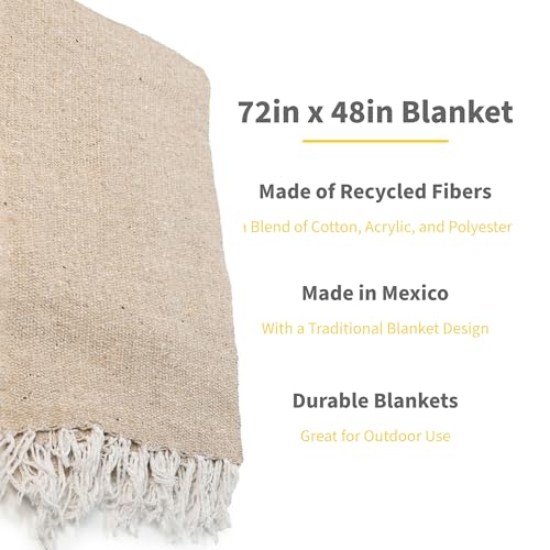 Cozumel Bulk Mexican Yoga Blanket, 10 Pack, Tan - color: Tan