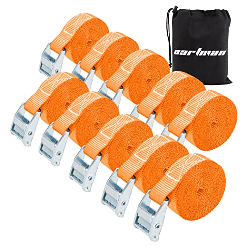 Cartman 1 in x 12 ft Lashing Straps, 10 Pack, 600 lb Break Strength, Orange - color: Orange, size: 10 PK