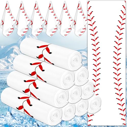 Lonfliness 18Pcs Baseball Cooling Towels 38x12 Inch Breathable Chilly Softball Baseball Microfiber Ice Towel Fast Drying Sport Team Gift for Player Coach Gym Workout Biking Running Yoga (Baseball) - color: White