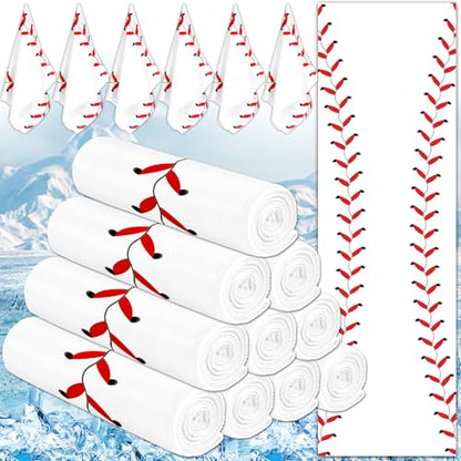 Lonfliness 18Pcs Baseball Cooling Towels 38x12 Inch Breathable Chilly Softball Baseball Microfiber Ice Towel Fast Drying Sport Team Gift for Player Coach Gym Workout Biking Running Yoga (Baseball) - color: White