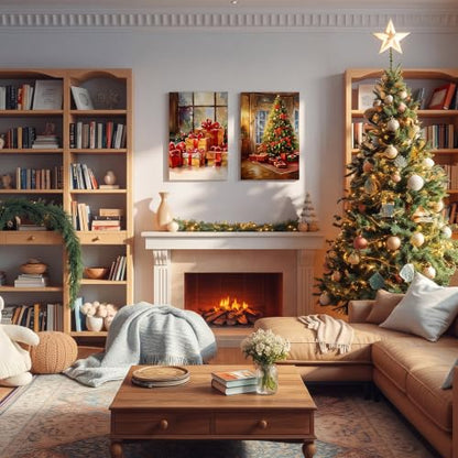 Honoson 6 Pcs Christmas DIY Paint by Number Kits for Adults | Framed Canvases with Easels, Snowman, Christmas Tree, Suitable for Beginners, Ideal for Wall decor and Stress Relief - style: Christmas