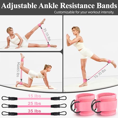 Pilates Kit for Home Workouts, Pilates Equipment, Pilates Ring and Ball, Ankle Resistance Bands with Cuffs, Exercise Bands and Socks, Home Pilates Essential Kit for Women & Beginners