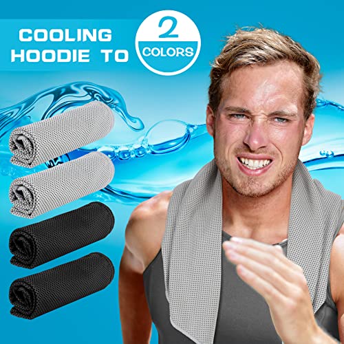 Bencailor 4 Pcs Cooling Towel,Black and Gray, Classic Style - color: Black and Gray, style: Classic