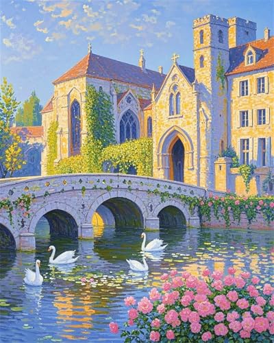 ZRIZQ Landscape Paint by Numbers Kit for Adults Beginner,Cityscape,16x20 | Full set with rich paints,wooden brushes,rolled canvas.Calming activity.Beginner friendly.Just open and paint. - color: 16"X20"Rolled Canvas(Frameless)-Landscape 18