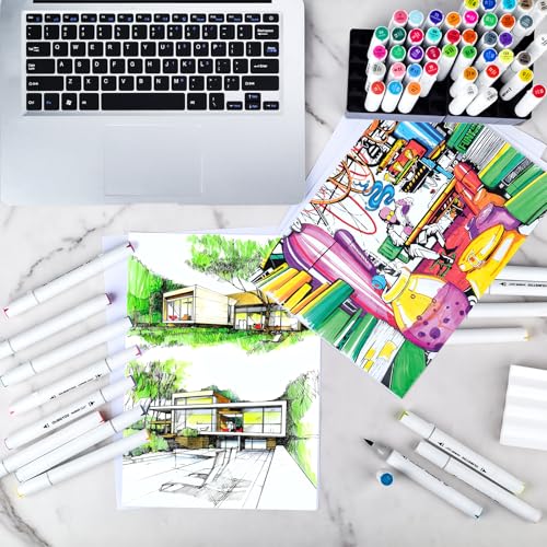 OLINGYOU 36 Colors brush tip alcohol markers,Art Marker Set | For Coloring Books, Rock, Glass, Wood, Arts & Crafts Gift, Classroom Must Haves & School Supplies - color: 36PCS