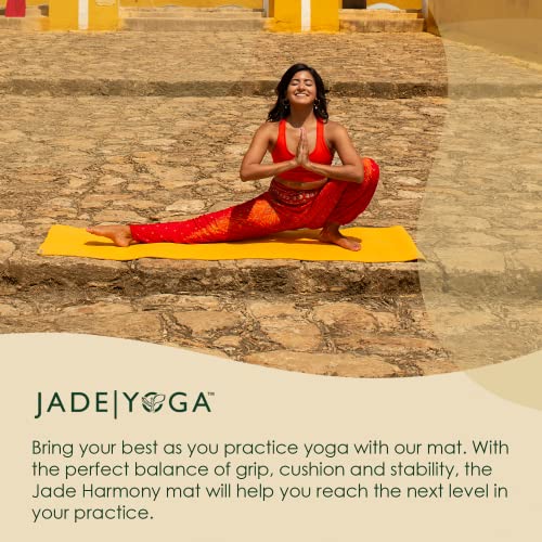 JadeYoga Harmony Yoga Mat - Durable & Thick Gym Fitness Mat, Non-Slip Natural Rubber Yoga Mat - Home Exercise & Stretching Mat, Workout Mat - Yoga, Pilates & Meditation for Women & Men