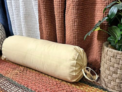Saffron Bolster Removable Cover Cotton (Beige, 8"x24" (20 cm x 60 cm)) - color: Beige, size: 8" x 24"