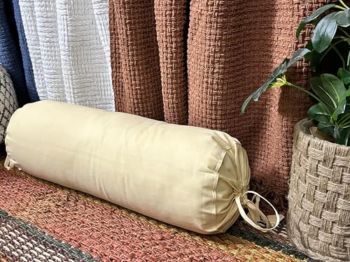 Saffron Bolster Removable Cover Cotton (Beige, 8"x24" (20 cm x 60 cm)) - color: Beige, size: 8" x 24"