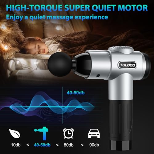 TOLOCO Massage Gun, Muscle Massage Gun Deep Tissue for Athletes with 10 Massage Heads, Electric Percussion Massager for Any Pain Relief, Fathers Day Dad Gifts, Silver - color: Silver