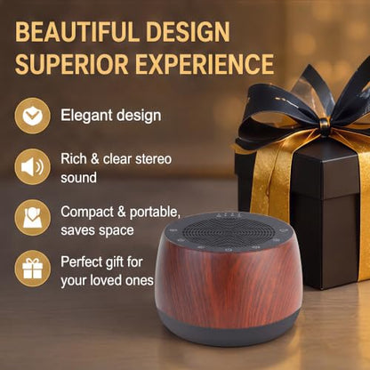 Electronic Tibetan Singing Bowl Portable Meditation Sound Machine 9 Healing Modes Touch Timer Memory for Sleep Yoga Reiki - color: Wood Grain