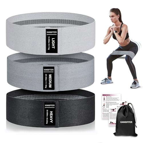KANGFITER Non-Slip Fabric Resistance Bands for Working Out 3 Levels - color: 2.Grey and Black 3 PCS