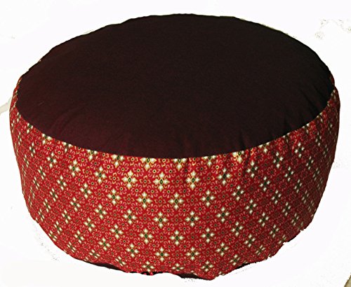 분장식 명상 쿠션 Zafu 베개 - 버밀 및 카포 필 - 글로벌 패턴 - color: Indochine Diamond - Red