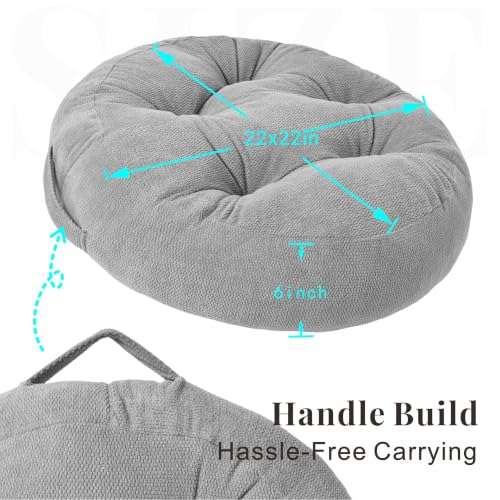 Floor Pillow for Adults, Large Sitting & Meditation Cushion - color: Dark Gray, Round