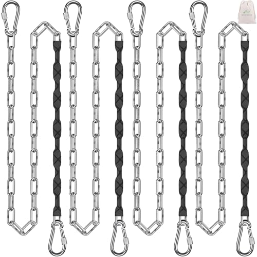 SELEWARE 4 Pcs 85" Stainless Steel Hanging Chains Heavy Duty Swing Chains - color: Black, size: 85" (4 Pcs)
