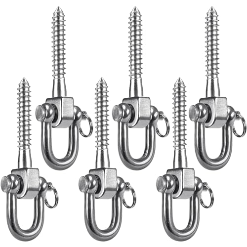SELEWARE 6 Pack Swing Hangers Swing Set Hooks Stainless Steel Hammock Hooks | Heavy Duty Swing Mount for Porch Swing, Hammock Chair, Heavy Bag, Yoga Silk, Suspension Straps, Gymnastics Rings - color: Stainless 6 Pack Swing Hooks