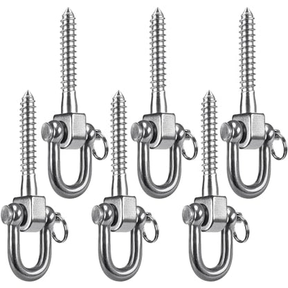 SELEWARE 6 Pack Swing Hangers Swing Set Hooks Stainless Steel Hammock Hooks - color: Stainless 6 Pack Swing Hooks