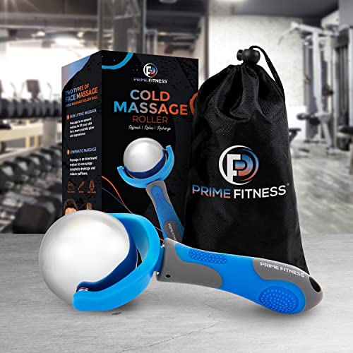 PRIME Fitness Cold Massage Roller Ball | Cold Therapy | Ice Roller Ball with Handle | cryo Stick | Relieve Muscle Pain (Blue) - color: Blue