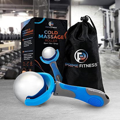 PRIME Fitness Cold Massage Roller Ball | Cold Therapy | Ice Roller Ball with Handle | cryo Stick | Relieve Muscle Pain (Blue) - color: Blue