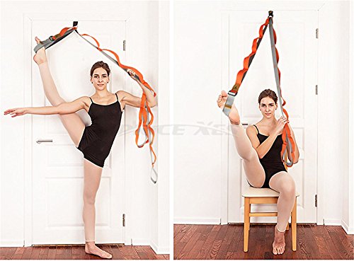 Leg Stretch Band - To Improve Leg Stretching - Easy Install on Door - Perfect Home Equipment For Ballet, Dance And Gymnastic Exercise Flexibility Stretching Strap Foot Stretcher Bands - color: upgrade orange