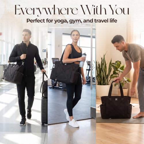 Yoga Mat Bag - Convertible Crossbody Yoga Bag, Travel Tote Back Pack | 4-in-1 Design, Fits XL Mats, 6 Smart Pockets, Heavy-Duty Strength, Water-Resistant - color: Black