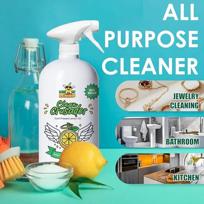 Clean Crusader Cold Pressed Lemon Oil All Purpose Cleaning Oil Spray for Degreasing, Hardwood Floors, Countertops and Bathroom - 24 oz - 1 Pack